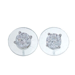 Vintage Sterling Silver 925 5mm Cubic Zirconia Stud Earrings